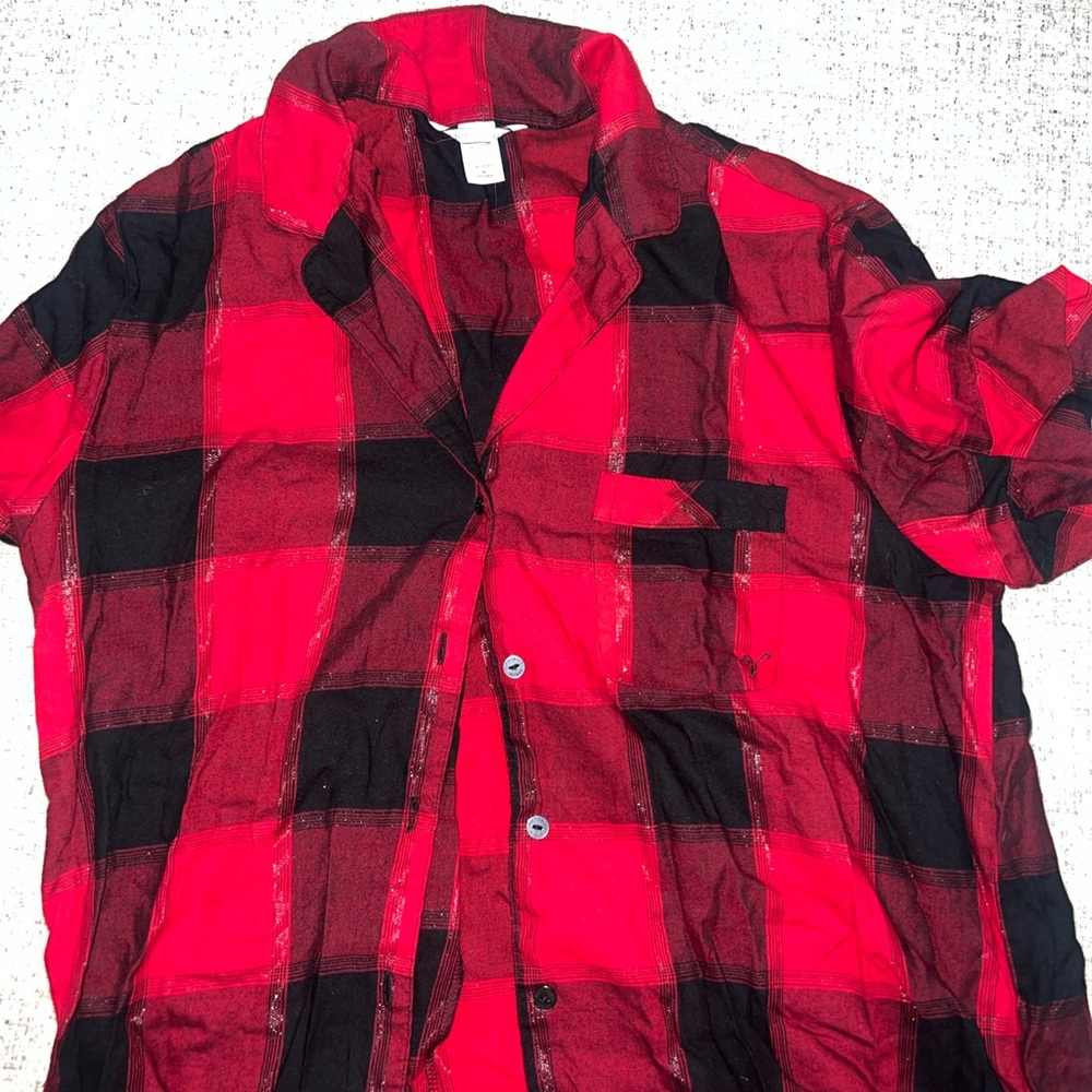 Victoria's Secret Red and Black Plaid Shirt